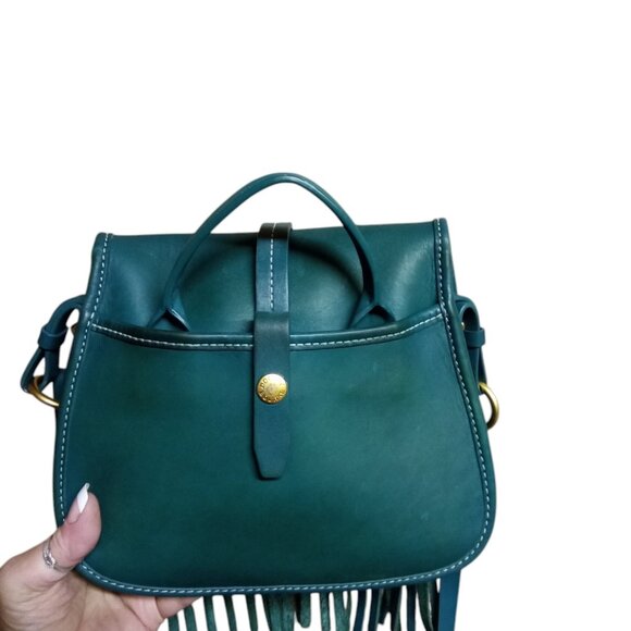 ROByNSAPI Dooney & Bourke RARE Teal  Fringe Leather Crossbody Shoulder Bag - Picture 2 of 12
